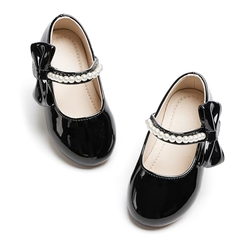 Image of PHIRAMIN Toddler Flower Girl Glitter Dress Shoes Little Girl Ballet Flats Bow Wedding Party