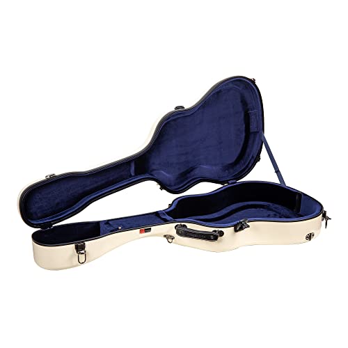 Image of Crossrock Dreadnought Acoustic Guitar Case - Fits 40 inch /41 inch Guitars | Fiberglass Shell, Plush Interior, TSA Lock - Ivory (CRF2021DIV)