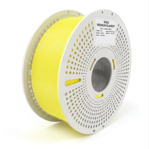 Image of 3IDEA PLA Luminous 3D Printer Yellow Filament 1.75mm, 1KG with Reusable Spool, Glow in the Dark, Dimensional Accuracy ±0.02mm, Premium PLA for Smooth & Consistent Printing