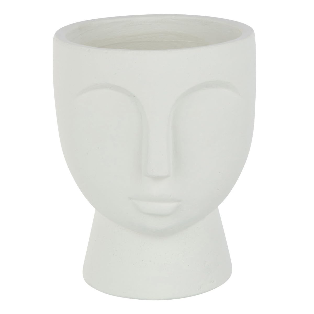 Cache-Pot en Ciment Visage 22cm Blanc