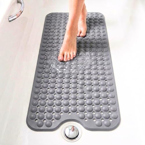 edihome, Tapis Baignoire Antidérapant, 100x40 cm, Tapis Douche, Bulles avec Ventouses Sans BPA, Antibactérien, Résistant à la Moisissure, Lavable en...
