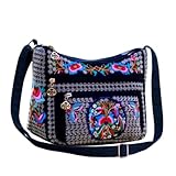 PHEVOS Hobo Crossbody Handbag for women, Hippie Shoulder Bags Purse Vintage Ethnic Tribal Embroidered Boho Hippie for Ladies