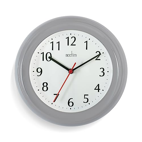 Acctim Wycombe - Reloj de Pared para Cocina, Cuarzo, números arábigos, Gris, 22 cm