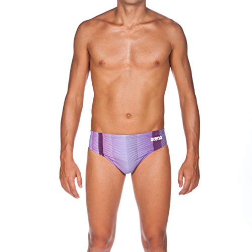 Arena Blended Stripe MaxLife Brief Swimsuit, Purple, 28
