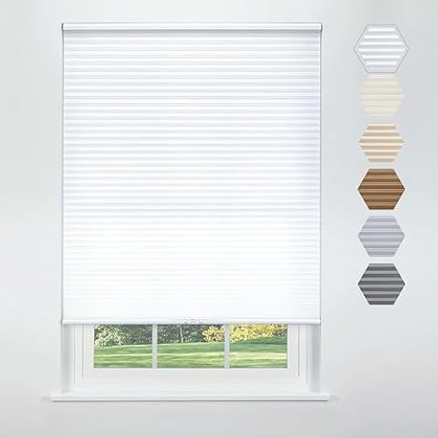 Linen AVENUE Cordless Cellular Light Filtering Shade 36 W x 66 H, White (Arrives 1/4" Narrower) Cover