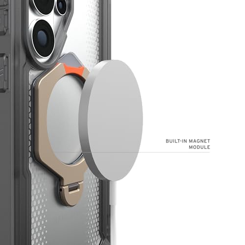 Image of Urban Armor Gear UAG Designed for Galaxy S26 Ultra 5G Case, Plasma XTE - Compatible with Magnetic Charging with Kickstand Fully Rotates 360 Degrees, Transparent Rugged Protective Cover - Ash /Orange