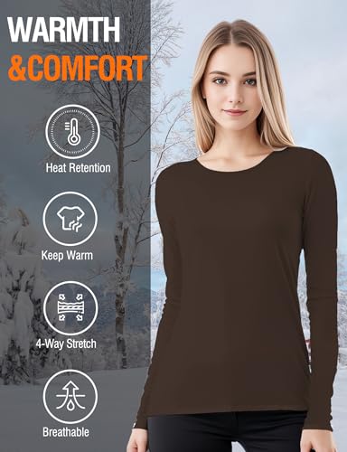 Image of Women's Long Sleeve Thermal Underwear Lightweight Compression Baselayer Shirt Women Clothing Premium Comfort Winter Tops