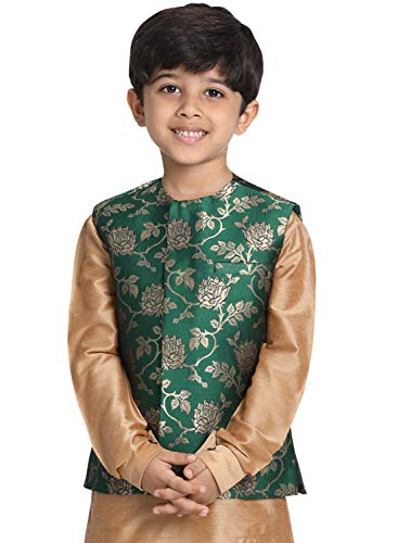 Image of JBN Creation Black Cotton Silk Blend Boys Nehru Modi Jacket