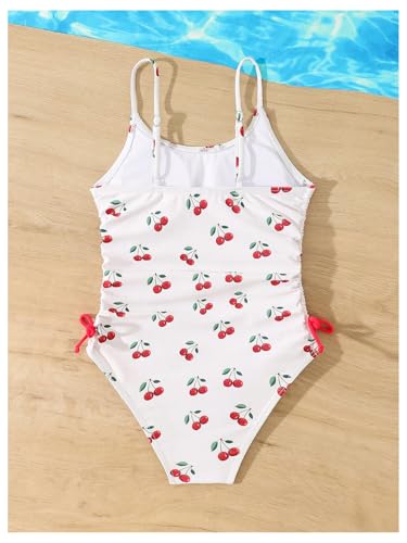 Image of Milumia Girl's Floral One Piece Swimsuit Bow Tie Side Spaghetti Strap Bathing Suit