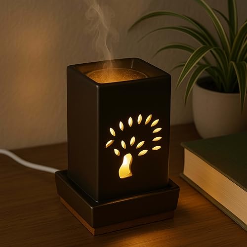 Image of Pure Source India Electric Aroma Burner, With 10 ML Lemon Grass (Black Color)