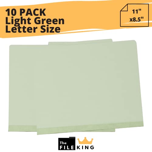 The File King Two Divider Pressboard Classification Light Green File Folder - Letter Size | Made In America | Box Of 10 | 2/5 Roc Top Tab | 2” Expansion | 2-Inch Fastener Prongs #TOP1