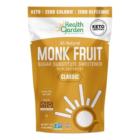 Health Garden Monk Fruit Sweetener, Classic - Non GMO - Gluten Free - Sugar Substitute - Kosher - Keto Friendly (3 lbs) Cover