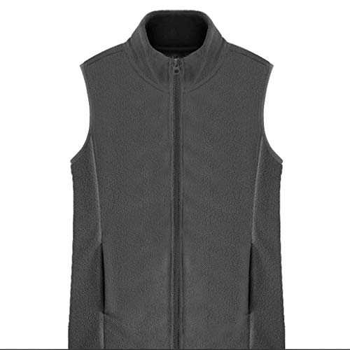 Women's Vest, Fleece Lightweight Vest?Fall Warm Zipper Vest with Pockets,for Mother's Thanksgiving Gift (Size : Medium Gray)