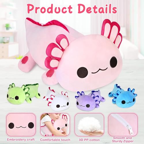 Image of KMUYSL Axolotl Plush Toys for Ages 0 1 2 3 4 5 6 7 8+ Year Old Boys Girls- Axolotl Mommy Stuffed Animal with 4 Baby Axolotls in Her Tummy, Christmas Birthday Gifts for Baby, Toddler, Kids