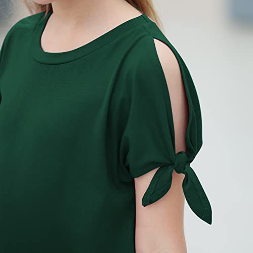Image of GORLYA Girls Slit Sleeve Tie Knot Cuff Knit Tunic Top 4-14Y