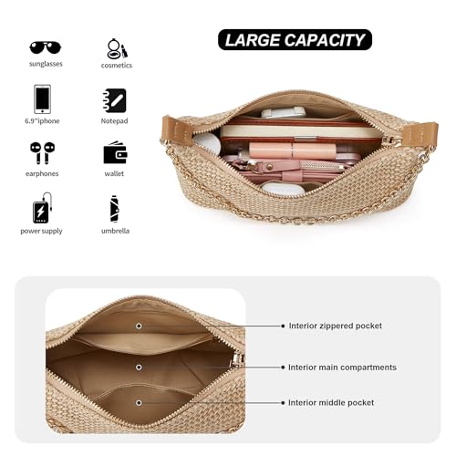 Women's Straw Woven Shoulder Bag Beach Purse Summer Vacation Tote Handbag4