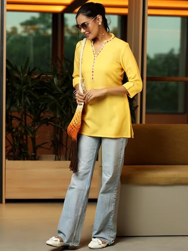 Image of Libas Womens Solid Viscose Straight Kurti for Women Suit