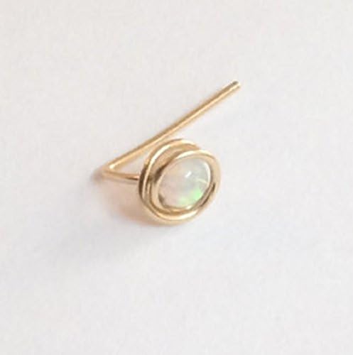 Tiny Opal Nose Stud Gold Silver Piercing 22 gauge