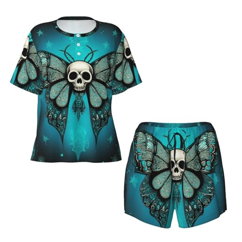 Women Cotton Pajamas, Short Sleeve Shirt and Pajama Pants Lounge Sets4