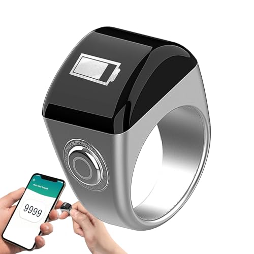 5 Anillos de recordatorio de Tiempo de oración – Medidor electrónico Que Muestra la Hora, Contador Digital Tasbeeh | Cuentas electrónicas de oración con silencioso, contadores mecánicos