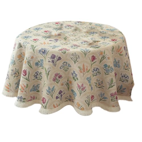 Nappe ronde à franges en polyester robuste de qualité supérieure pour réception - 2
