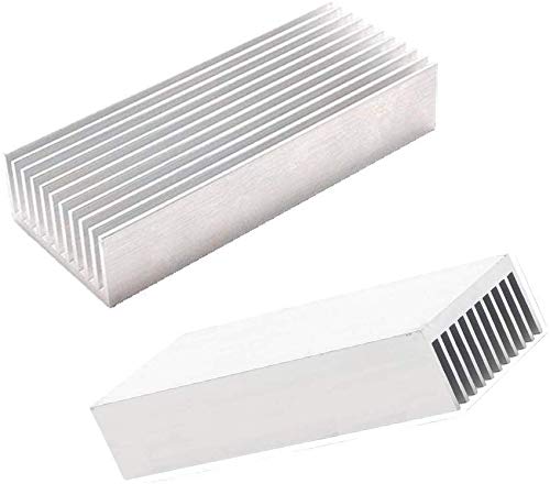 Easycargo 2pcs 40mm Disipador 100mmx40mmx20mm, calor aluminio plateado para enfriar amplificador potencia LED TEC1-12706 Módulo enfriador termoeléctrico Módulos refrigeración por agua 100x40x20mm Cover