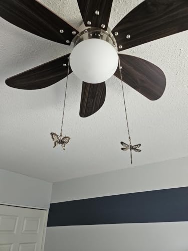 Image of Ceiling Fan Pull Chain Ornaments Extension,12 Inch Lighting And Fan Beaded Ball Fan Pull Chain Extender with Connector, Dragonfly and Butterfly Ceiling Fan Pull Chain Set-2Pcs