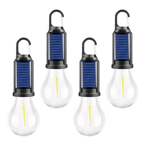 MODOAO 4-Pack Solar LED Camping Lantern, Rechargeable Waterproof Outdoor Light with USB-C Charging...