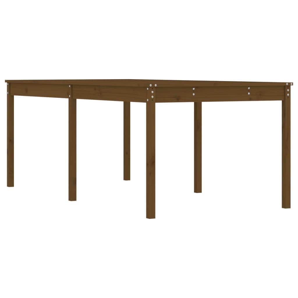 Stół ogrodowy z litego drewna sosnowego, 203,5 x 100 x 76 cm, drewniany stół na taras, do ogrodu, na balkon i dziedziniec, klasyczny stół outdoorowy ze stabilnym blatem i ramą, miodowy brąz