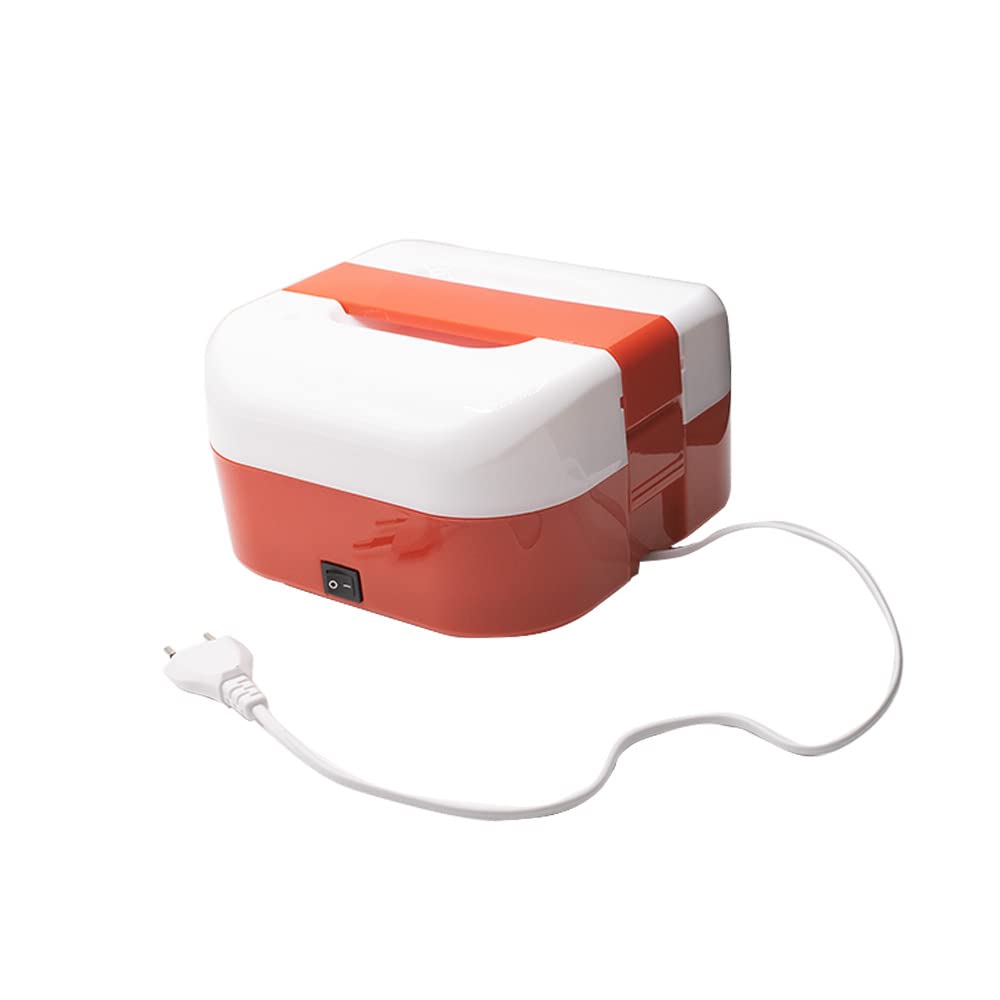 S.I.C Scaldavivande elettrico portatile,Lunch Box Elettrico,porta pranzo termico, 1.6L,potenza 40W vaschetta estraibile, posate incluse, per viaggio,auto,camion,camper,ufficio (Rosso)