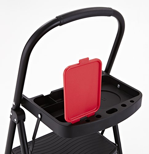 Rubbermaid RMS-3T 3-Step Steel Step Stool with Project Tray, 225-pound Capacity,Black