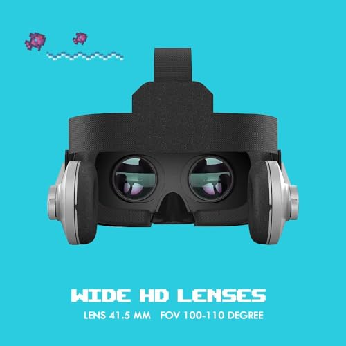 Image of Procus PRO Virtual Reality Headset - VR Headsets with 100-120 Degree FOV | 1 Year Warranty | Support Mobile Screen Size 4.7 inch-7.0 inch | 3.5mm Jack Inbuilt Headphones with VR Controller (Grey)