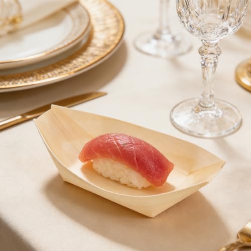 Platos desechables de madera para sushi 17 cm x 8.5 cm miniatura 7
