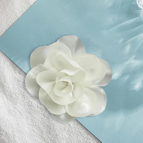 Image of Dainty Satin Fabric Flower Brooches for Women Large Rose Floral Brooch for Party Dance Wedding Banquet Elegant Camellia Fashion Brooch Pin for Women Girl 5.5inch