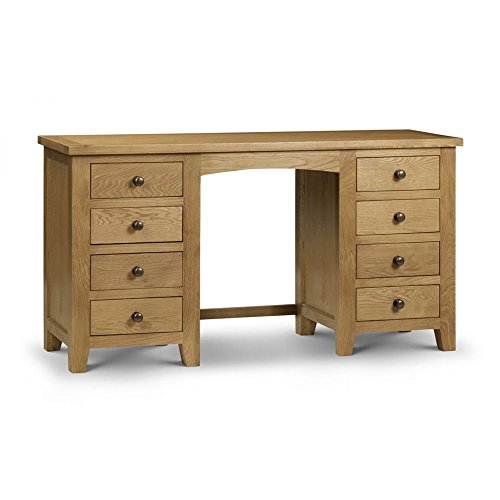 Julian Bowen Marlborough Twin Pedestal Dressing Table, Oak