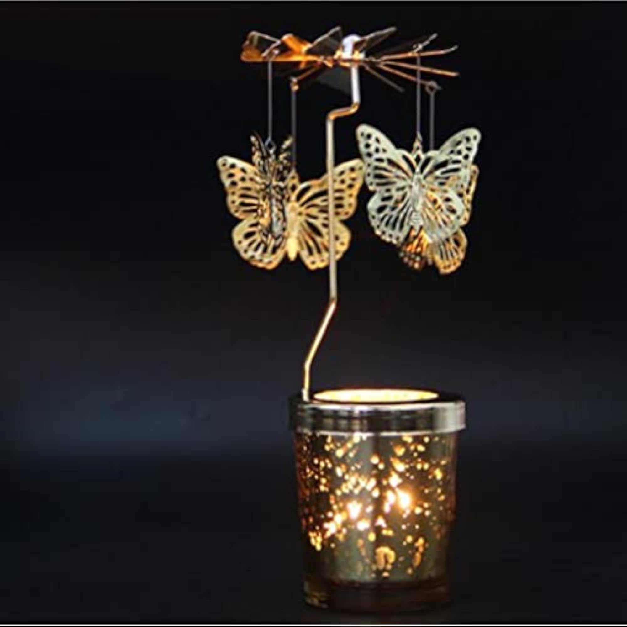 Rotating Candle Holder Stand with Butterfly Design