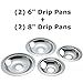 KITCHEN BASICS 101 Made in the USA WB31T10010 and WB31T10011 Replacement Chrome Drip Pans for GE/Hotpoint Electric Range with Locking Slot - Includes 2 6-Inch and 2 8-Inch Pans, 4 Pack