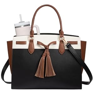 LOVEVOOK Bolsa para laptop para mujer, bolsa de trabajo con soporte para tazas grande, bolsa de cuero para computadora, bolsa para profesores, regalos para mujeres