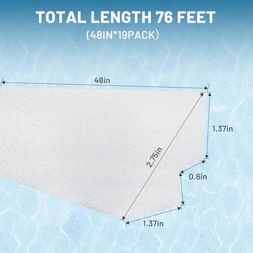 Image of 48-Inch Peel and Stick Pool Cove Foam for Above Ground Pools, 19-Pack High-Density Waterproof Foam Cove Strips, Pool Liner Guard Base Support System, Covers 76 ft, White
