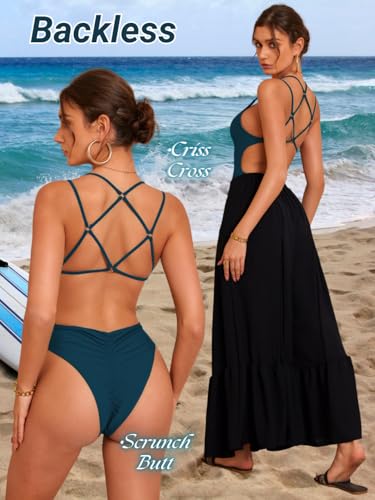 Image of ShawGobow Sexy Swimsuit for Women,Backless Scrunch Butt High Cut Monokini,One Piece Cheeky Bathing Suit Beach Pool Party