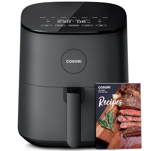 COSORI Air Fryer 4.7L, 9-in-1 Compact Air Fryers Oven, 130+ Recipes(Cookbook & Online), Max 230℃ Setting, Digital Tempered Glass Display, Quiet, 4 P