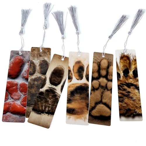Marque-pages empreintes de pattes lot de 6 accessoire lecture