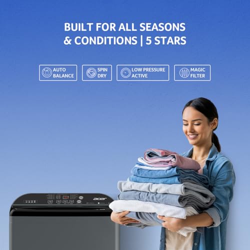 Acer 8.0 Kg 5 Star Fully-Automatic Top Loading Washing Machine (AR80QFATLH1C1IG24D, Inox Grey,10 Wash Programs, Magic Filter, Robust Motor) 9 41pCSvDe9+L