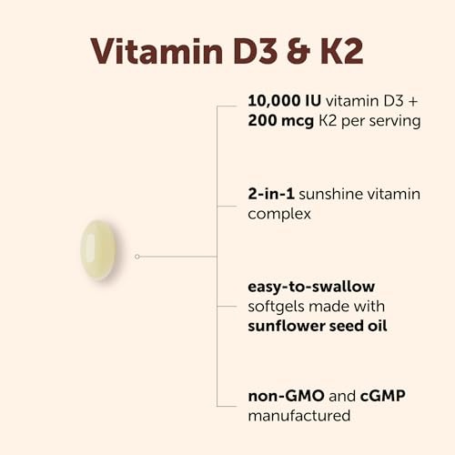 Image of Micro Ingredients Vitamin D3 10,000 IU + K2 MK-7 200 mcg Per Serving, 90 Softgels | Extra Strength* 2-in-1 D3 K2 Supplement | Easy-to-Swallow Softgels Made with Coconut Oil | Non-GMO, Gluten Free