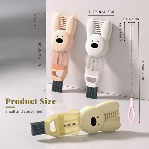 Image of 3 Pack Rabbit Shape Cup Lid Cleaning Brush with 4 Straw Brush, 4 in 1 Water Bottle Gap Cup Cleaner, Multifunctional Tumbler Lid Cleaning Tool for Mouth Crevice Tight Spaces