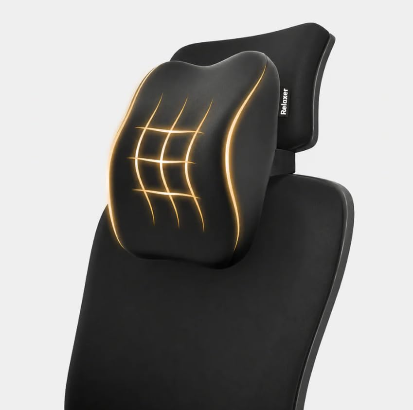 Image of Relaxer Office Chair Neck Rest | Ergonomic Cervical Neck Support Cushion for Office, Gaming & Study Chair | Relieves Neck Pain, Shoulder Tension & Desk Fatigue | Adjustable Strap