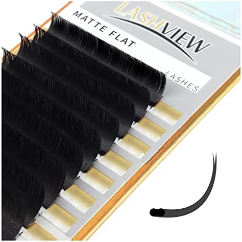 LASHVIEW Eyelash Extensions,Ellipse Flat Eyelash Extensions 0.15mm C Curl 8-15mm Mixed Tray,Mink Black,Individual Lashes,Super Matte Extremely Soft Professional Salon Use