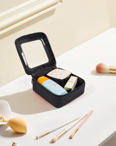 Small Clear Makeup Bag for Women, Mini Silicone Pouch Travel Cosmetic Case Waterproof Clear Make Up Pouch Purse with Zipper Cute Toiletry Bags for Traveling Car Organizer Travel Essentials (Black)4