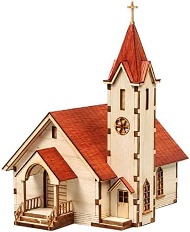Young Modeler Western Chruch Model Building Kit rompecabezas de madera 3D para adolescentesadultos, kit de modelo de construcción de arquitectura