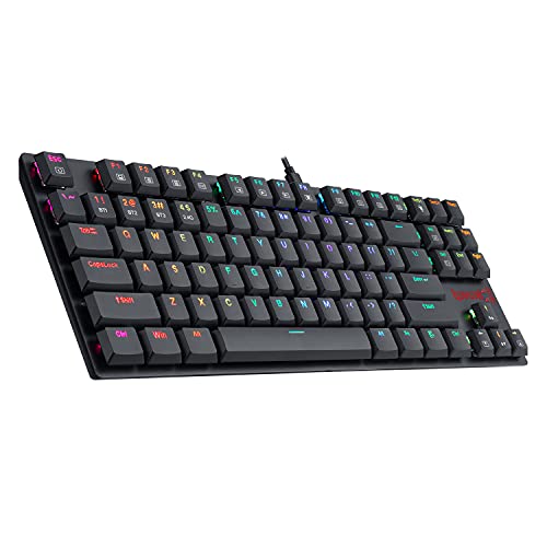 Redragon K607P Wireless 2.4G and Bluetooth Mechanical Gaming Keyboard, RGB Backlit, TKL 87 Keys, Low Profile with Blue Switches for Windows Gaming PC
